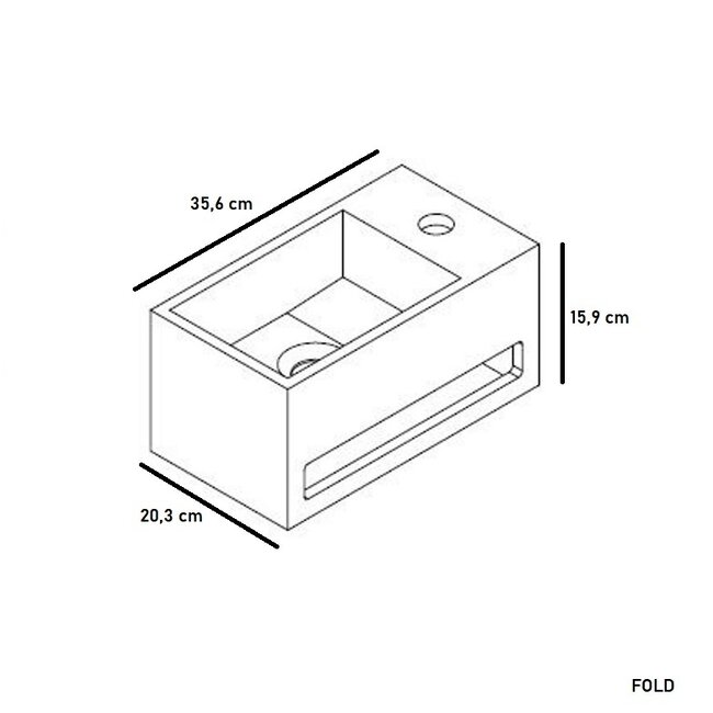 Como Fonteinset Fold Solid Surface Rechts 36 x 20 x 16 cm