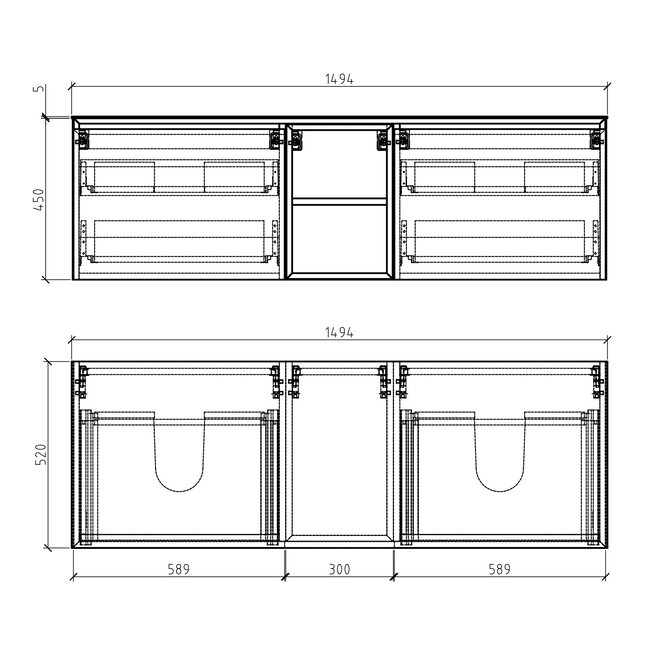 Como Emperio Badkamermeubel beton 150 cm  concrete effect