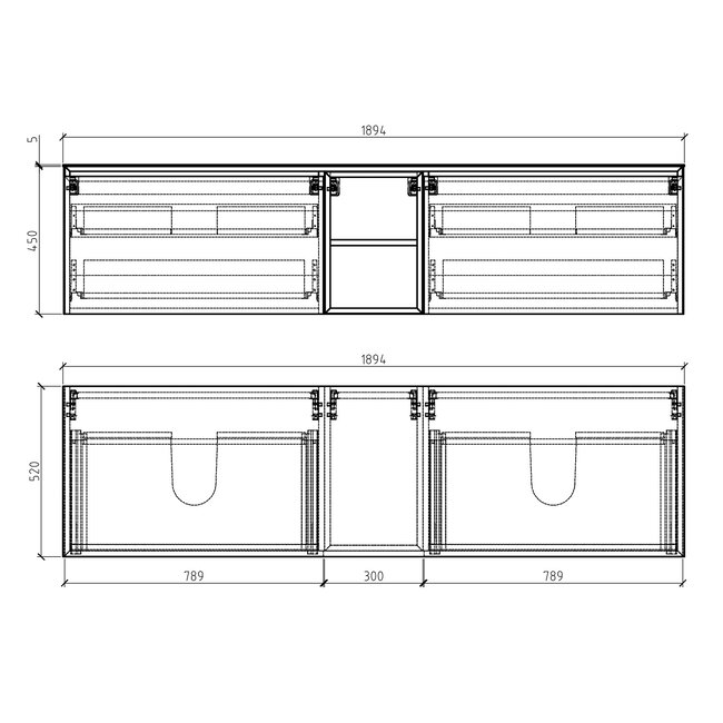 Como Emperio  Badkamermeubel beton 190 cm