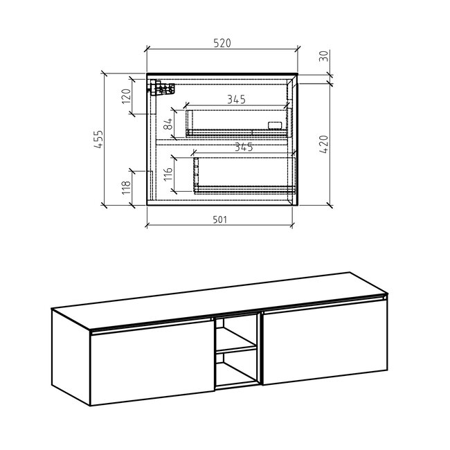 Como Emperio  Badkamermeubel beton 190 cm