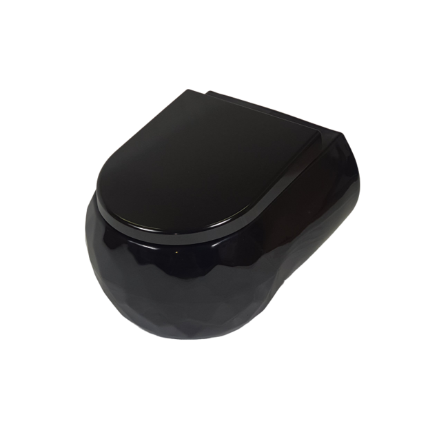 Sanitear Kwarts wandcloset zwart 53 x 35 cm zonder spoelrand