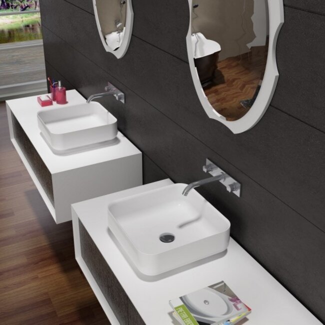 Como Fold solid surface waskom vierkant 40 x 40 x 13 cm wit mat