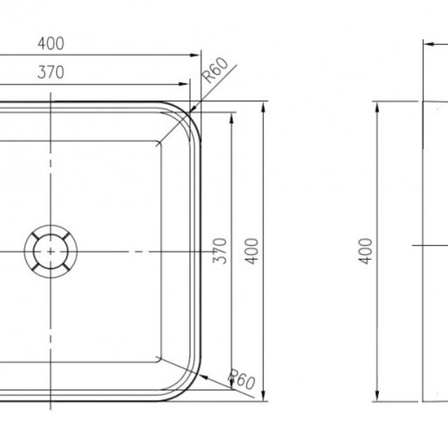 Como Fold solid surface waskom vierkant 40 x 40 x 13 cm wit mat