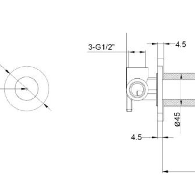 Como Inbouw wastafelkraan zwart, Mood 45, geborgen uitloop 20cm, zwart met inbouwdeel