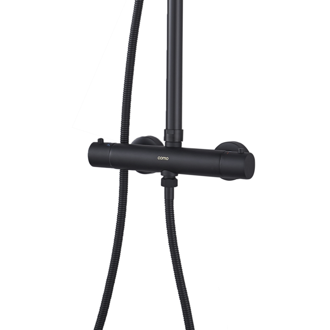 Como Doucheset zwart MOOD opbouw 3 standen met 30cm hoofddouche
