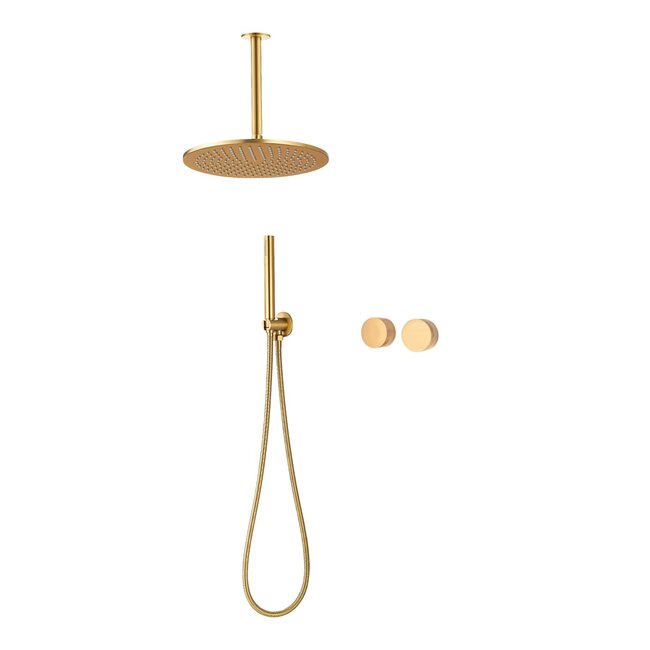 Como Regendouche messing goud PVD Mood 60 Plafond, waterbesparend,