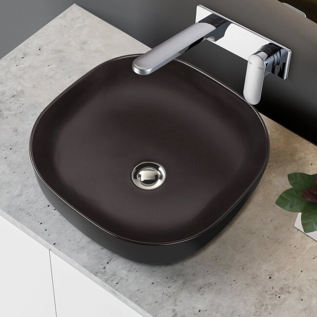 Como Waskom vierkant zwart mat 38 cm