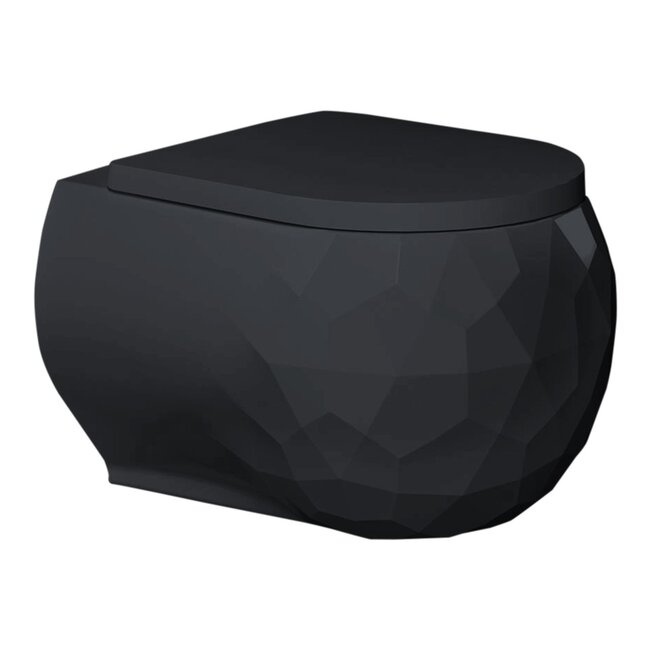 Sanitear Kwarts hangtoilet zonder spoelrand mat zwart.