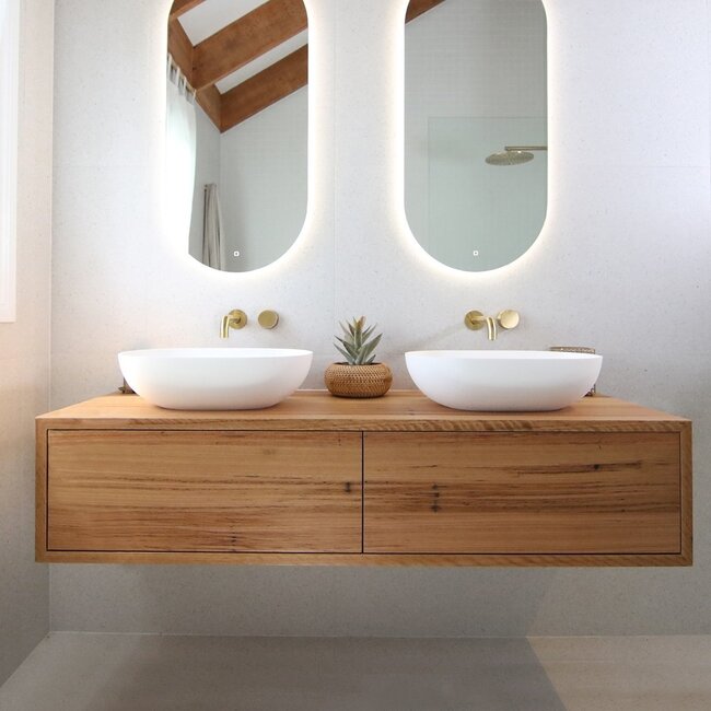 Como Mood 60 inbouw wastafelkraan messing goud PVD. 4 varianten kraanuitloop met montage-box