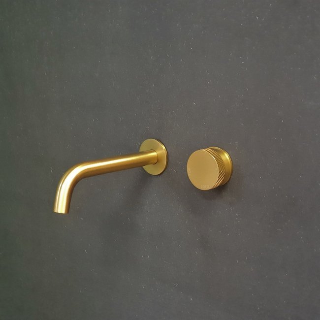 Como Mood 60 inbouw wastafelkraan messing goud PVD. 4 varianten kraanuitloop met montage-box