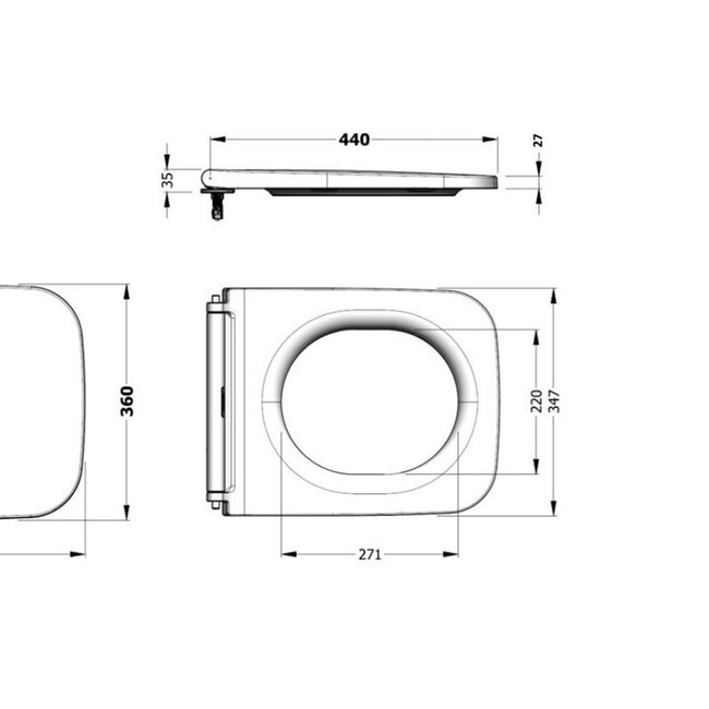 Sanitear   Rechthoekig toiletbril softclose Elemento