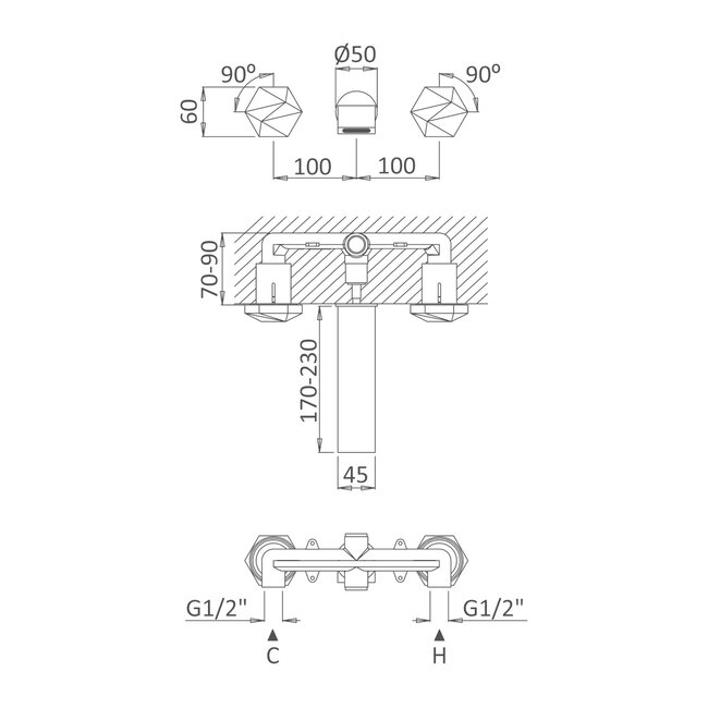 Utopia 3-gats wastafel mengkraan kraangat in het blad