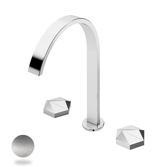Utopia 3-gats progressieve wastafelkraan inox kraangat in het blad