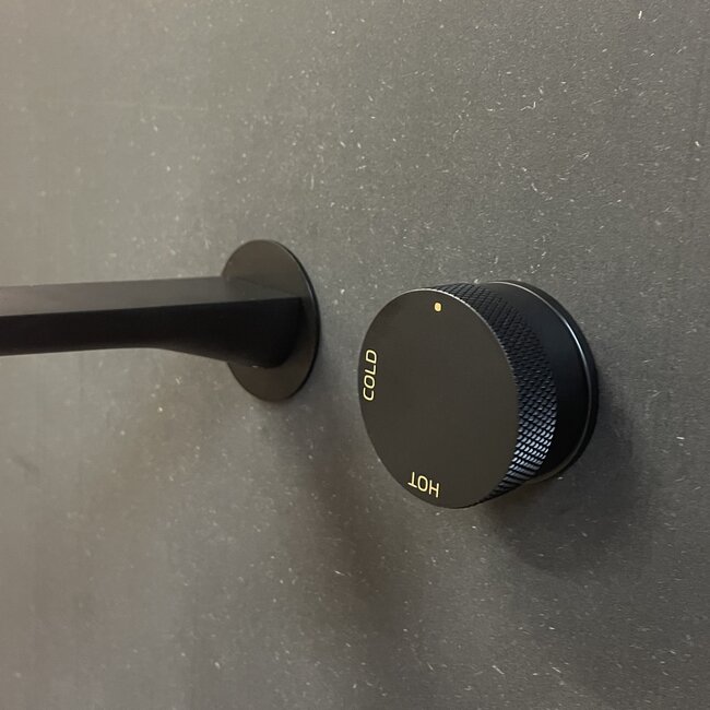 Como Como Mood 60 inbouw wastafelkraan, vierkant uitloop 20cm, zwart met inbouwdeel