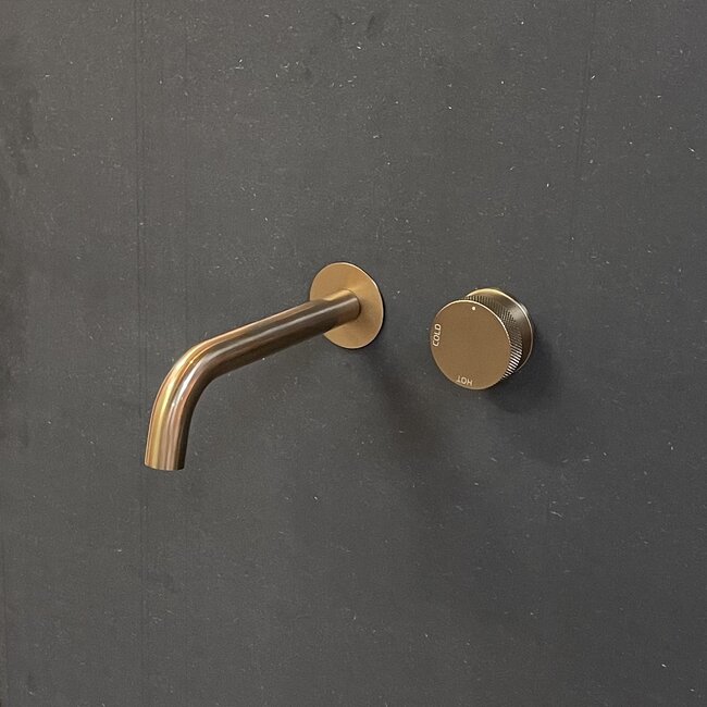 Como Inbouw wastafelkraan Mood 60 rosé goud gebogen uitloop 4 varianten met montage deel