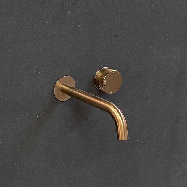 Como Inbouw wastafelkraan Mood 60 rosé goud gebogen uitloop 4 varianten met montage deel