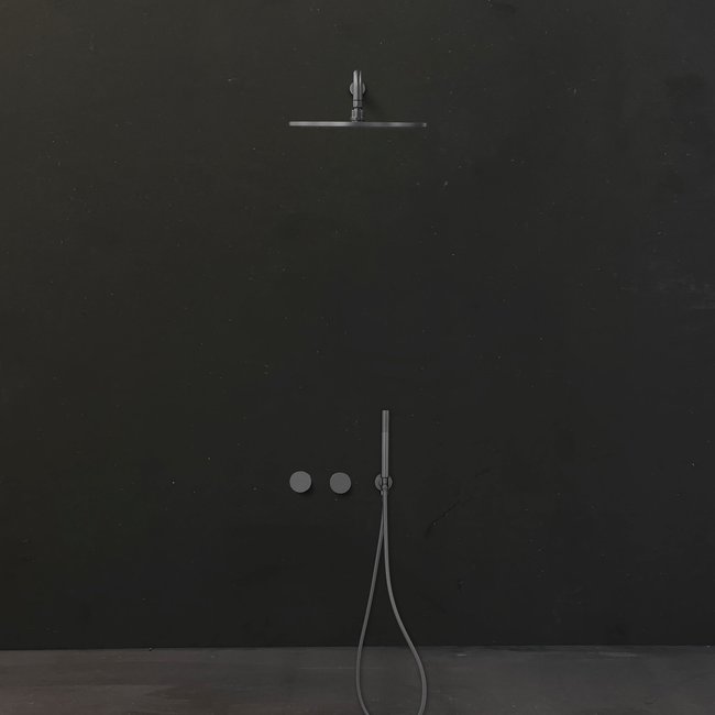 Como Mood 60 Doucheset gunmetal met 30 cm regendouchekop en handdouche. Inclusief inbouw thermostaat
