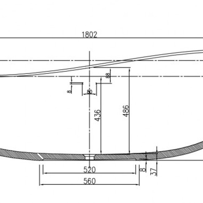 Como ligbad solid surface 180 x 110 x 62 cm mat grijs