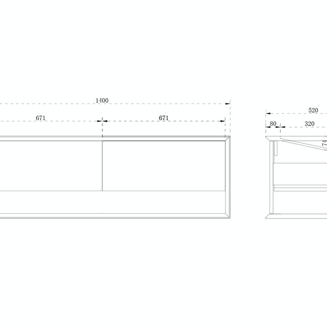 Como  LECCO wastafelonderkast  140 cm met extra storage