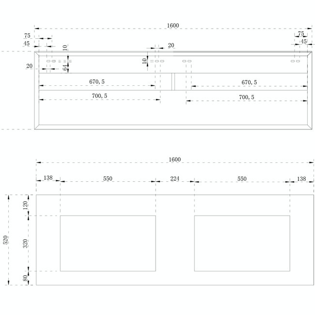 Como  LECCO wit mat wastafelonderkast 140cm met extra storage
