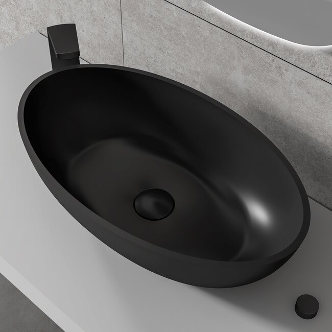 Como Solid surface waskom ovaal zwart