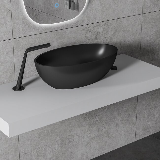 Como Solid surface waskom ovaal zwart