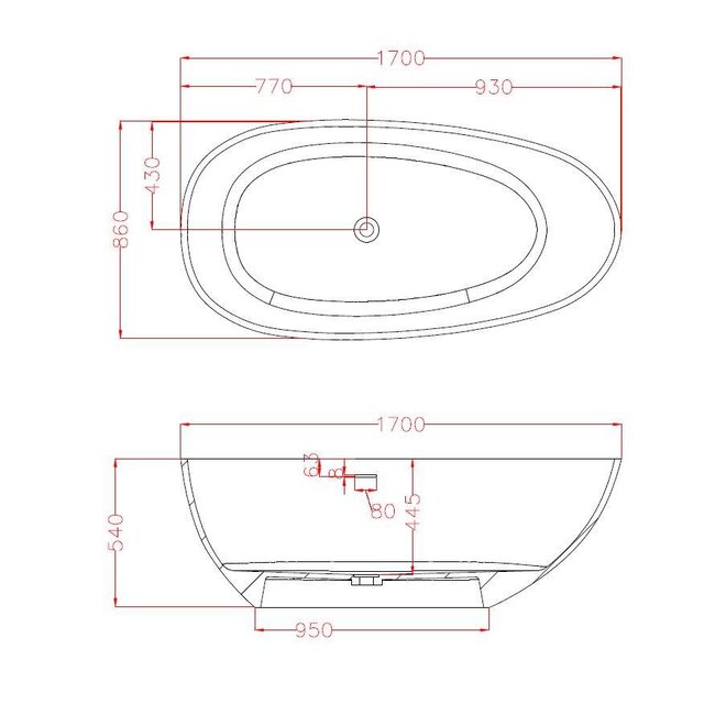 Como LECCO Solid surface vrijstaand ligbad 150 cm