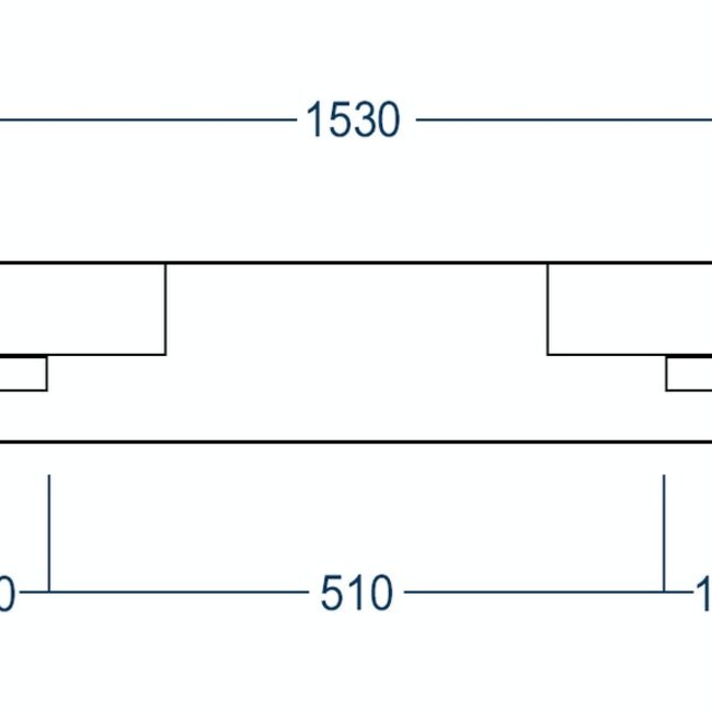 Sanitear Ophang wastafel solid surface 155x45x15cm mat grijs