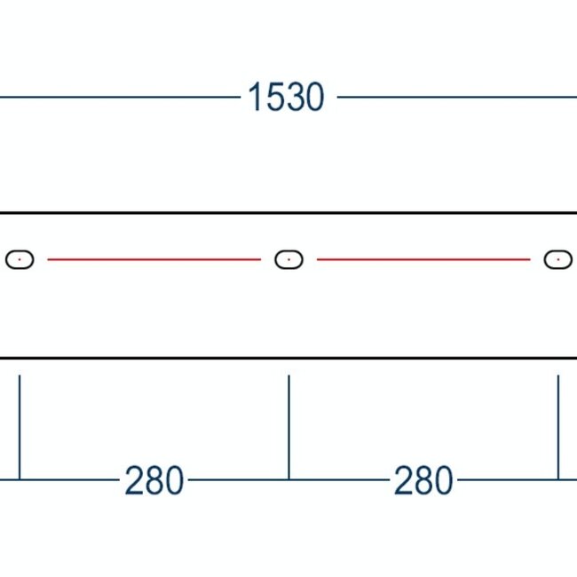 Sanitear Ophang wastafel solid surface 155x45x15cm mat grijs