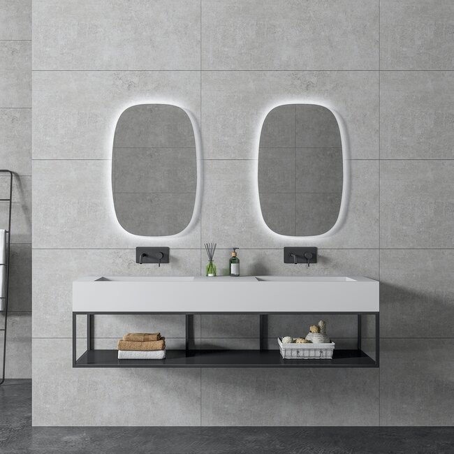 Sanitear Metaal onderkast mat zwart 153 x 45 x 30 cm