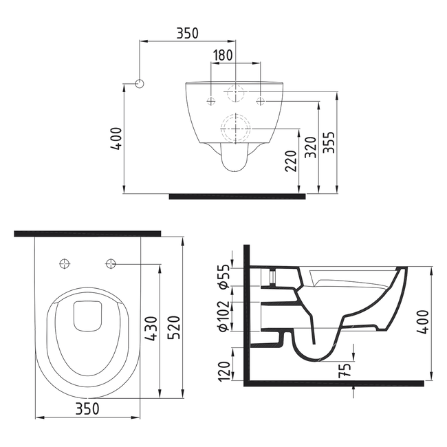 Sanitear ION wc met bidet zonder spoelrand incl soft close wc bril