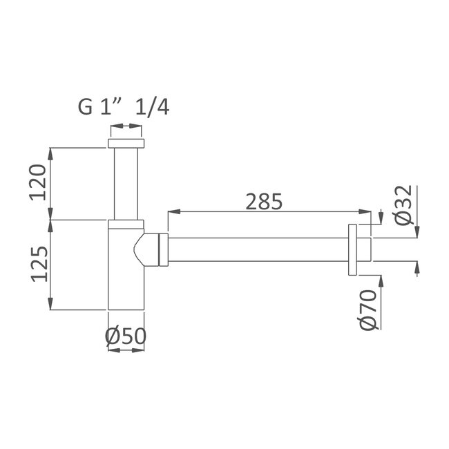 Nordlig Stal Fonteinsifon rond chroom 5/4" x 32 mm