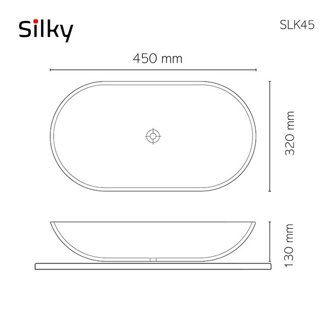 Concrete waskom zwart ovaal 45x32x13cm