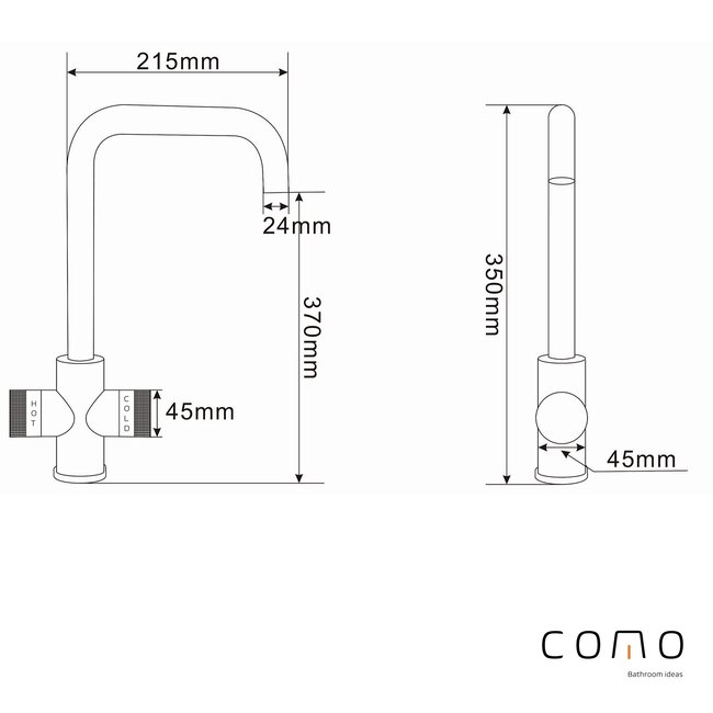 Como Keukenkraan rose goud PVD met draaibare uitloop