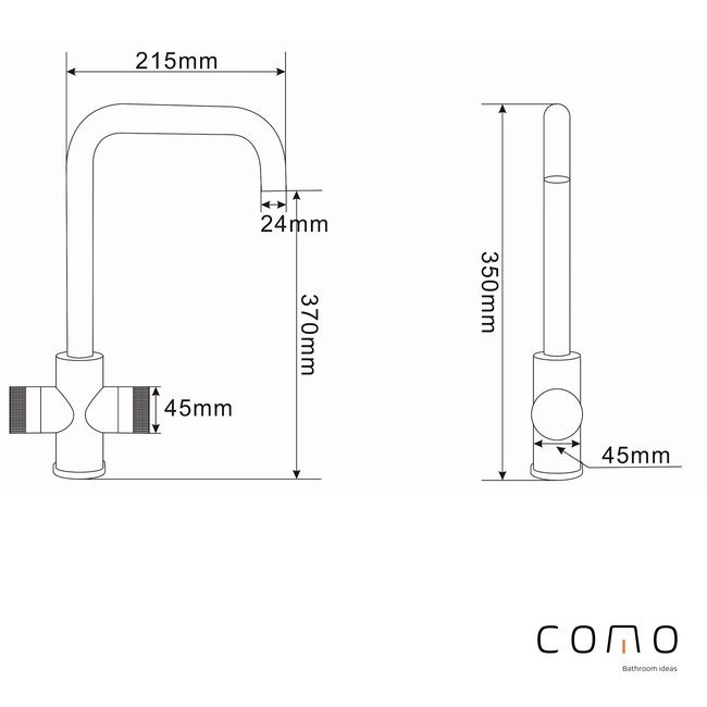 Como Keukenkraan messing goud PVD met draaibare uitloop