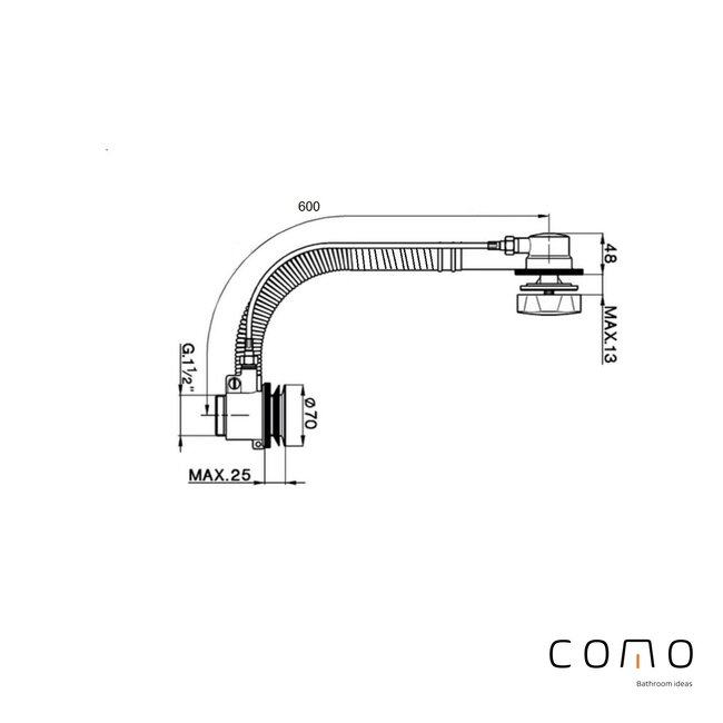 Como universal badafvoer met overloop messing goud
