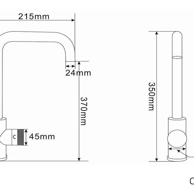 Como Keukenkraan zwart 3 gats met draaibare uitloop
