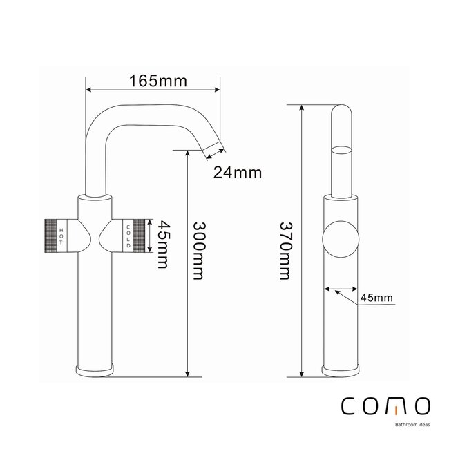 Como Mood 60 verhoogde wastafelkraan tweehendel nikkel
