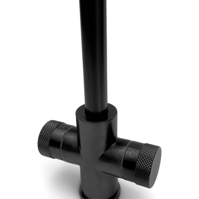 Como Keukenkraan zwart 3 gats met draaibare uitloop