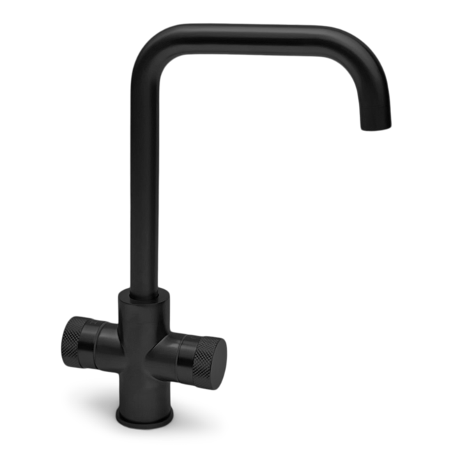 Como Keukenkraan zwart 3 gats met draaibare uitloop