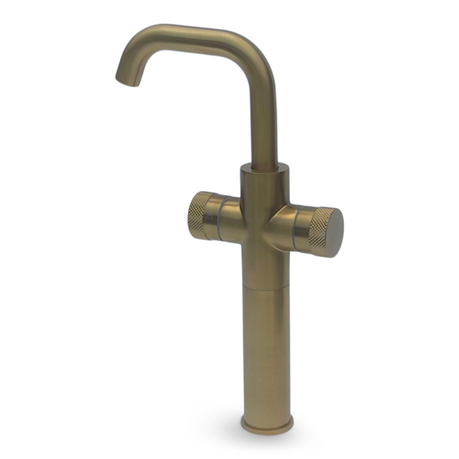 Como Mood 60 verhoogde wastafelkraan tweehendel messing goud PVD