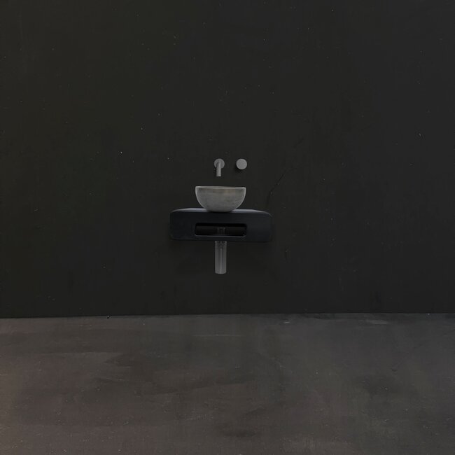 fontein toilet, concrete waskom antraciet met planchet