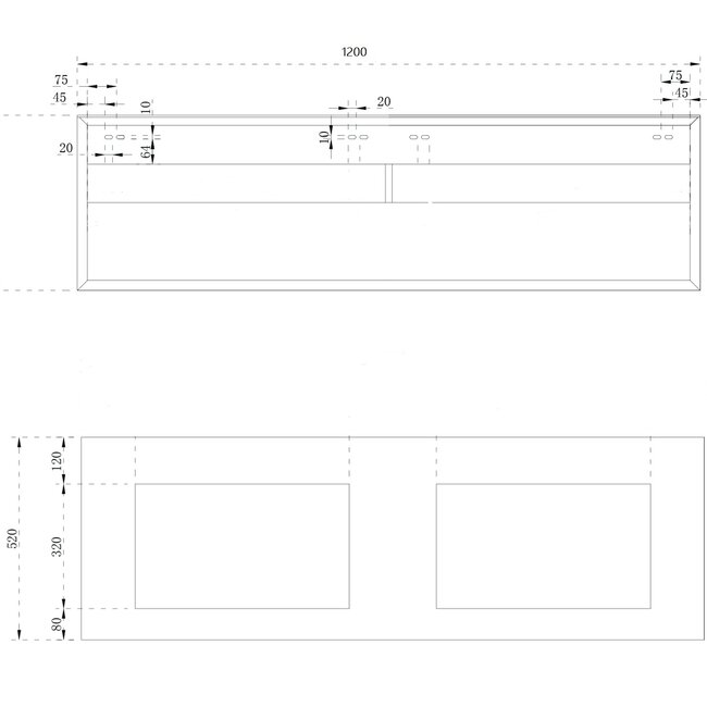 Como  LECCO wit mat wastafelonderkast 120cm met extra storage