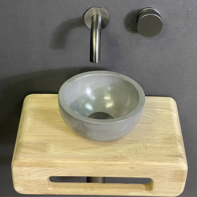 Como Fonteinset Mood 60 met gunmetal-zwart kraan, mini waskom toilet, plank met handdoekhouder 42 x 22 x 12cm