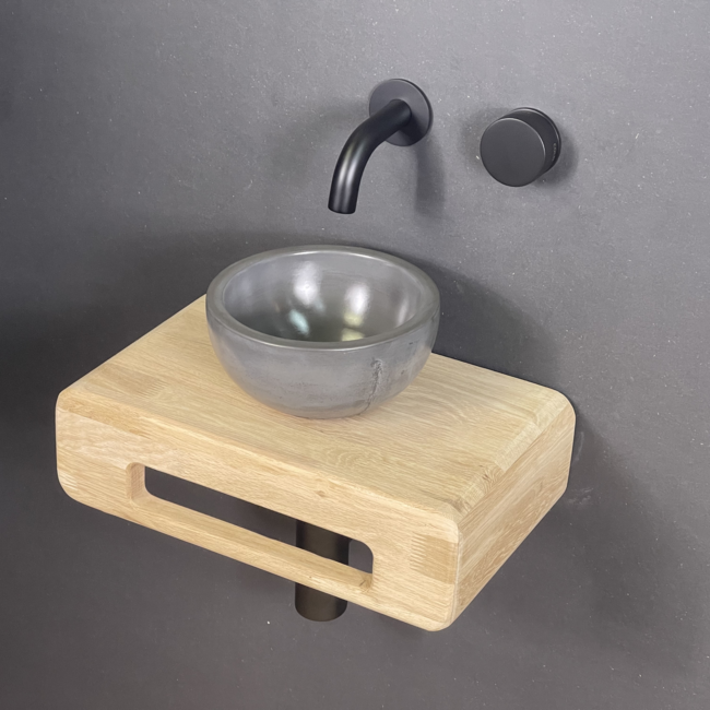 Como Fonteinset Mood 60 antraciet met eiken hout plank