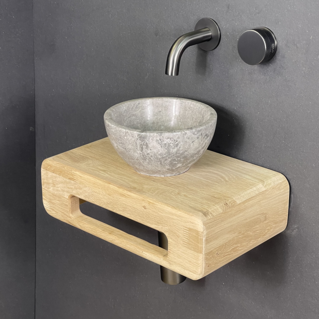 Como Fonteinset toilet Tundra  met eiken hout plank