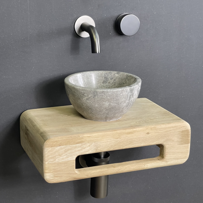 Como Fonteinset toilet Tundra  met eiken hout plank
