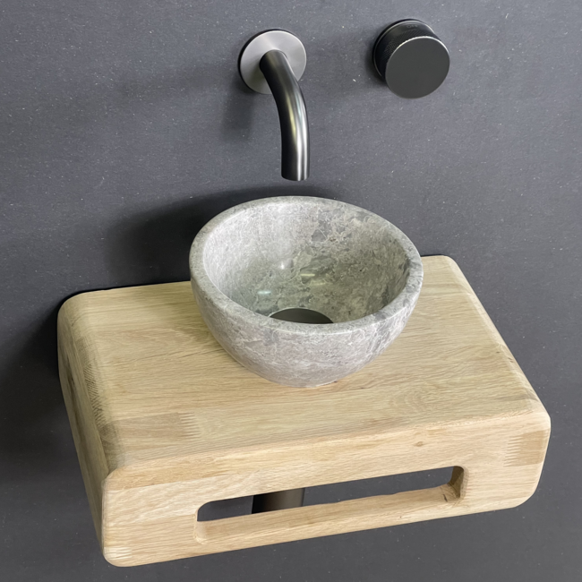 Como Fonteinset toilet Tundra  met eiken hout plank