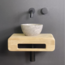 Como fonteinset toilet Tundra. Natuursteen mini waskom met eiken hout plank