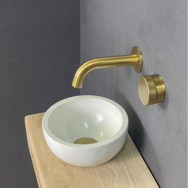 Como Fonteinset toilet Lecce, waskom met eiken hout plank 42 x 24 x 12cm met handdoekhouder